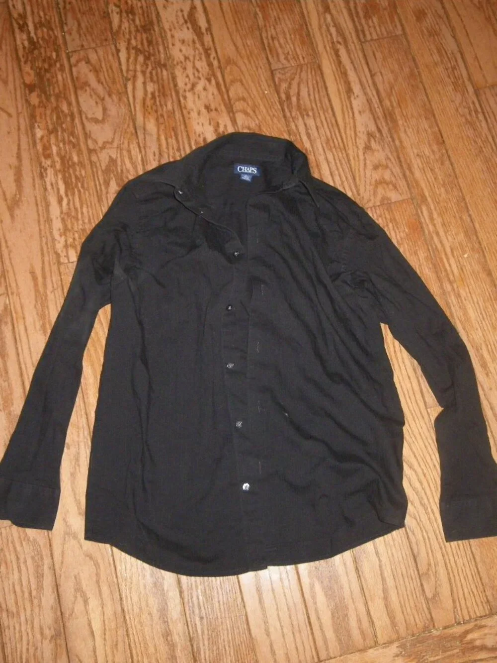 Boy’s Cotton Blend Black on Black Striped Button Up Long-Sleeved Shirt